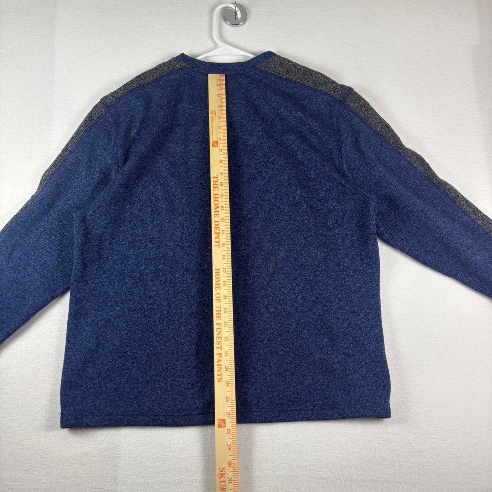 Van Heusen Mens XXL‎ Blue Crewneck Sweater Grey Racing Stripe Classic Fit Soft - Picture 11 of 13